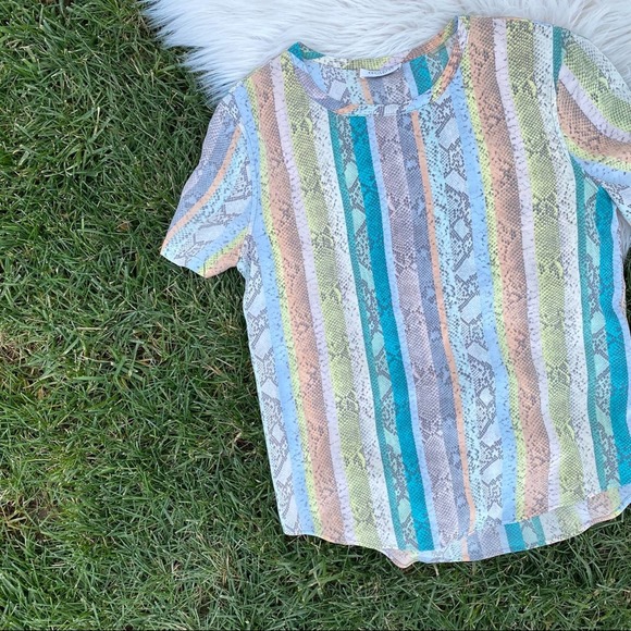 Equipment Tops - Equipment multicolor striped snake silk blouse small